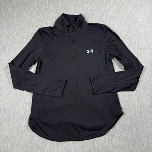 Under Armour Pullover Women M Black 1/4 Zip Running HeatGear Fitted Long Sleeve
